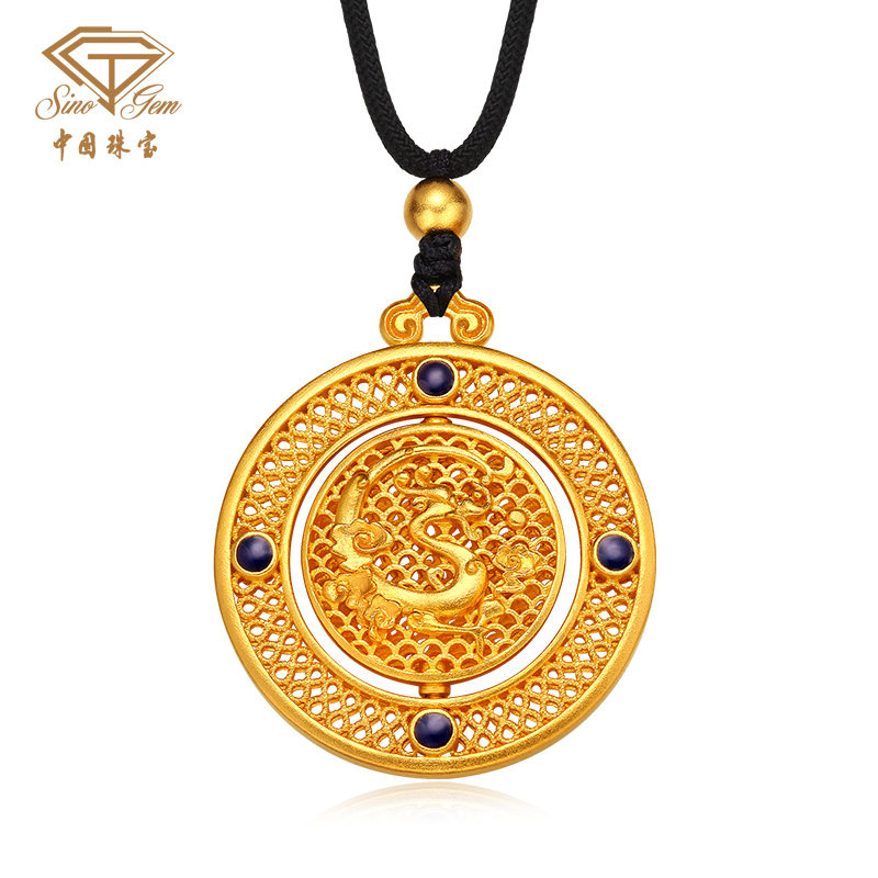 中国珠宝古法足金花丝福禄吉祥挂坠敦煌计价黄金吊坠