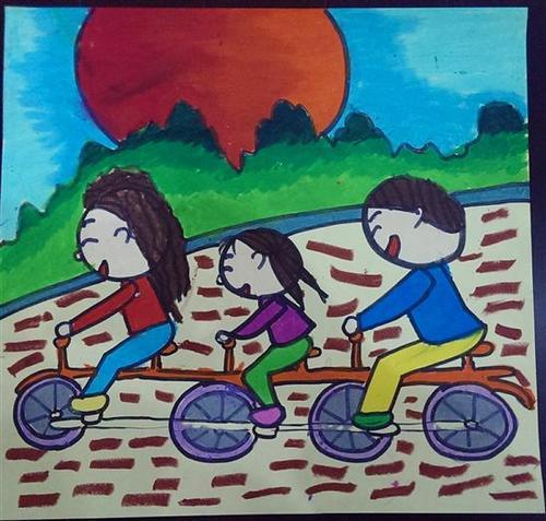 我和爸爸妈妈一起做游戏简笔画外出游玩简笔画简单儿童公园游玩简笔画