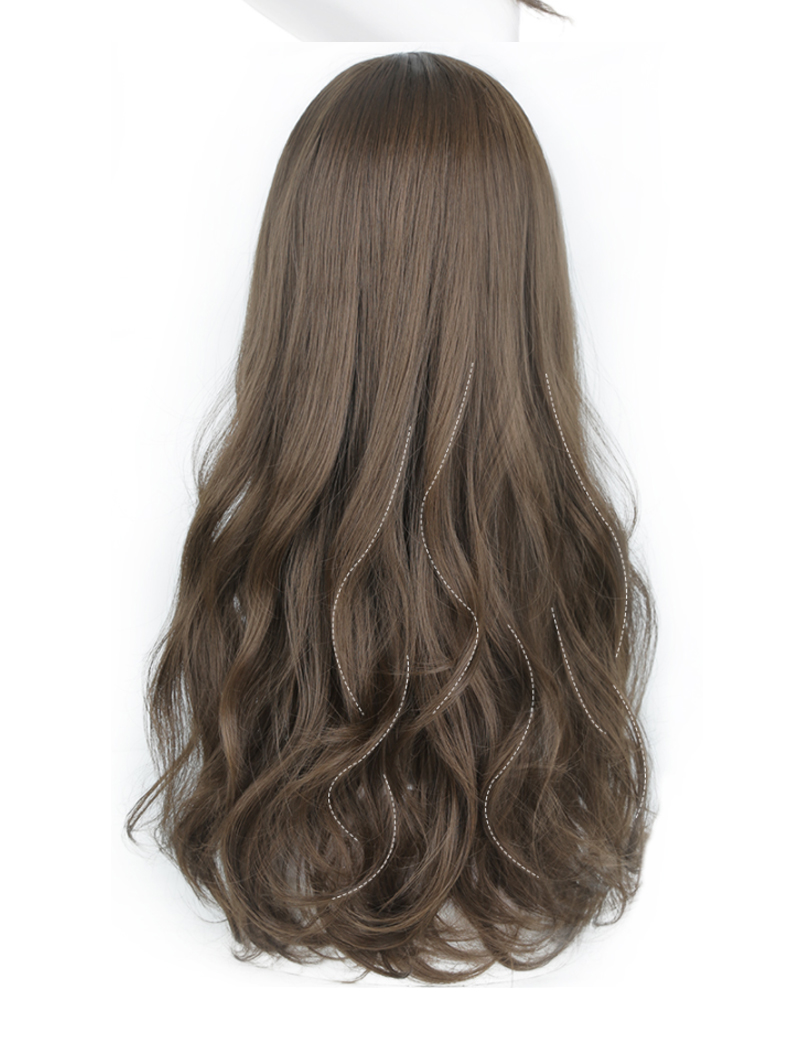 美元素假发女长时尚甜美齐刘海大波浪长卷发蓬松齐刘海长发女士假发套