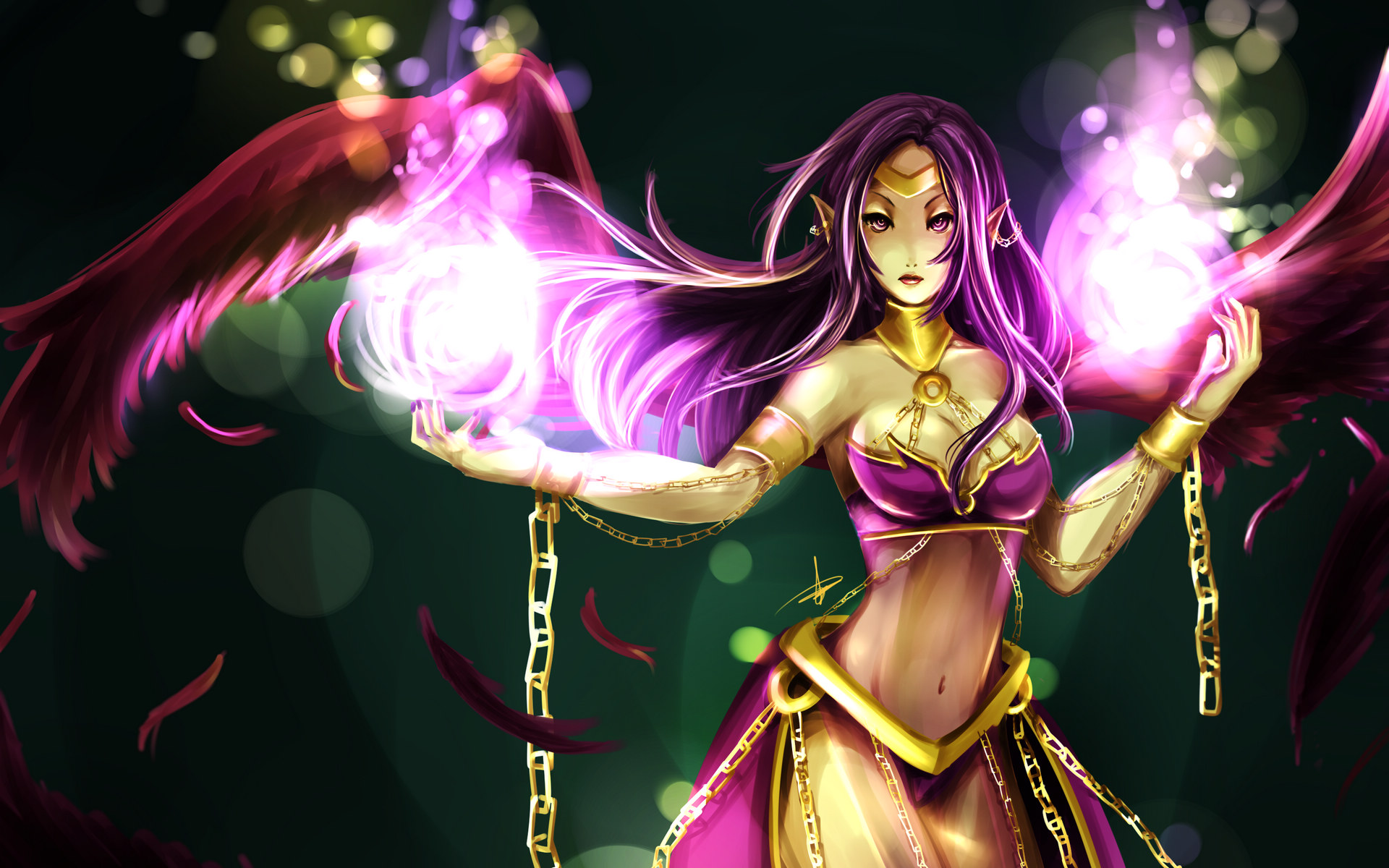 英雄联盟堕落天使莫甘娜唯美高清桌面壁纸高清大图预览1920x1200_游戏