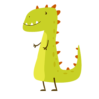 卡通可爱绿色瘦小恐龙插画