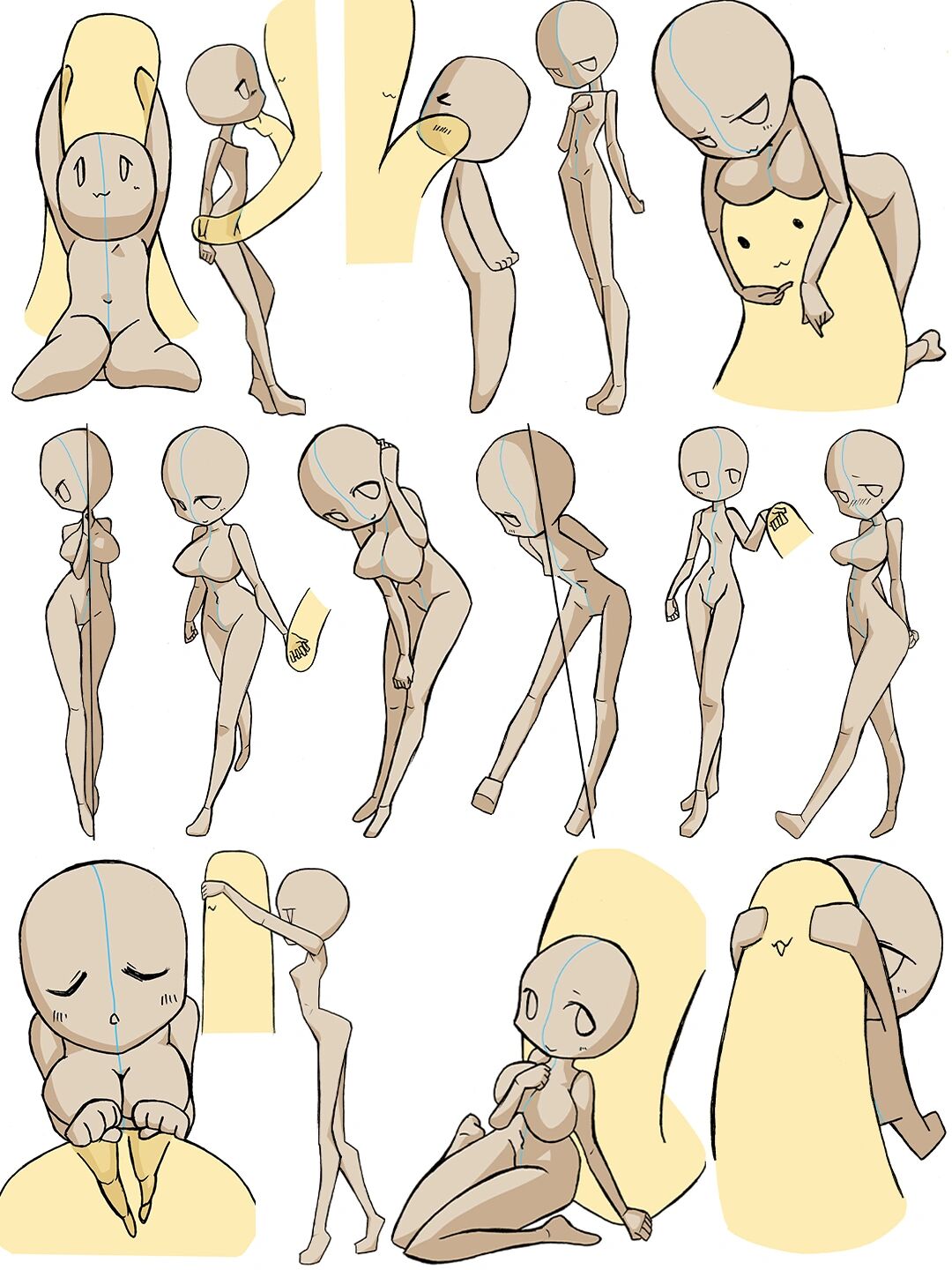 没找到合适的素材~ 今天给大家准备了1000 甜蜜的q版恋爱姿势动作模板