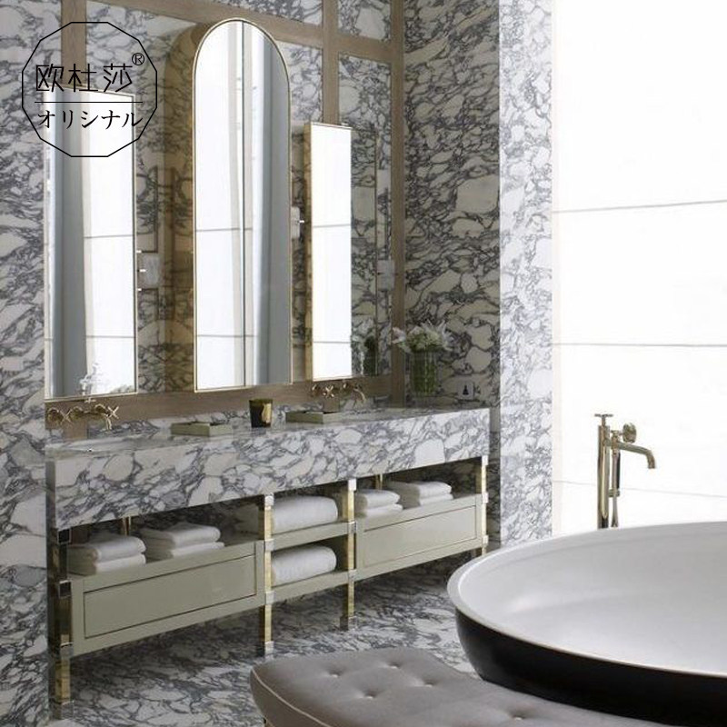 别墅浴室柜现代轻奢智能镜洗脸洗手盆柜组合岩板卫浴洗手台一体盆