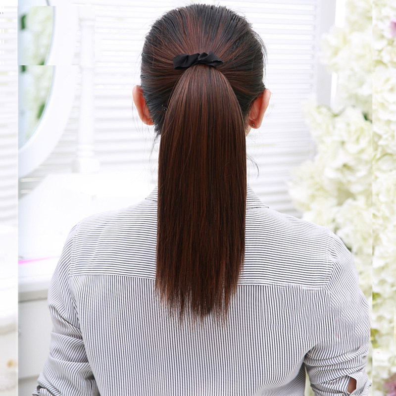 假发马尾长直马尾辫绑带片发尾中长长短直发片抓夹马尾