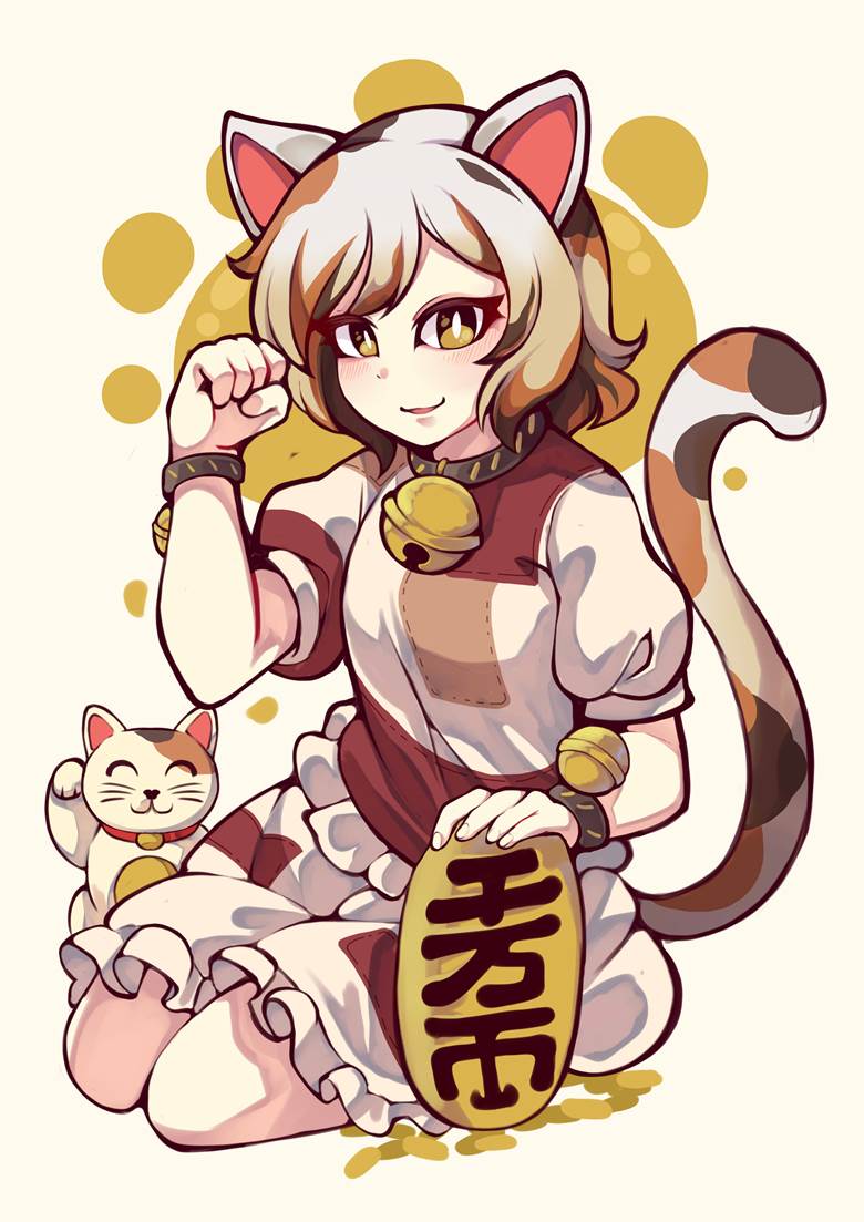 neko|插画师mujib的豪德寺三花插画图片 | bobopic