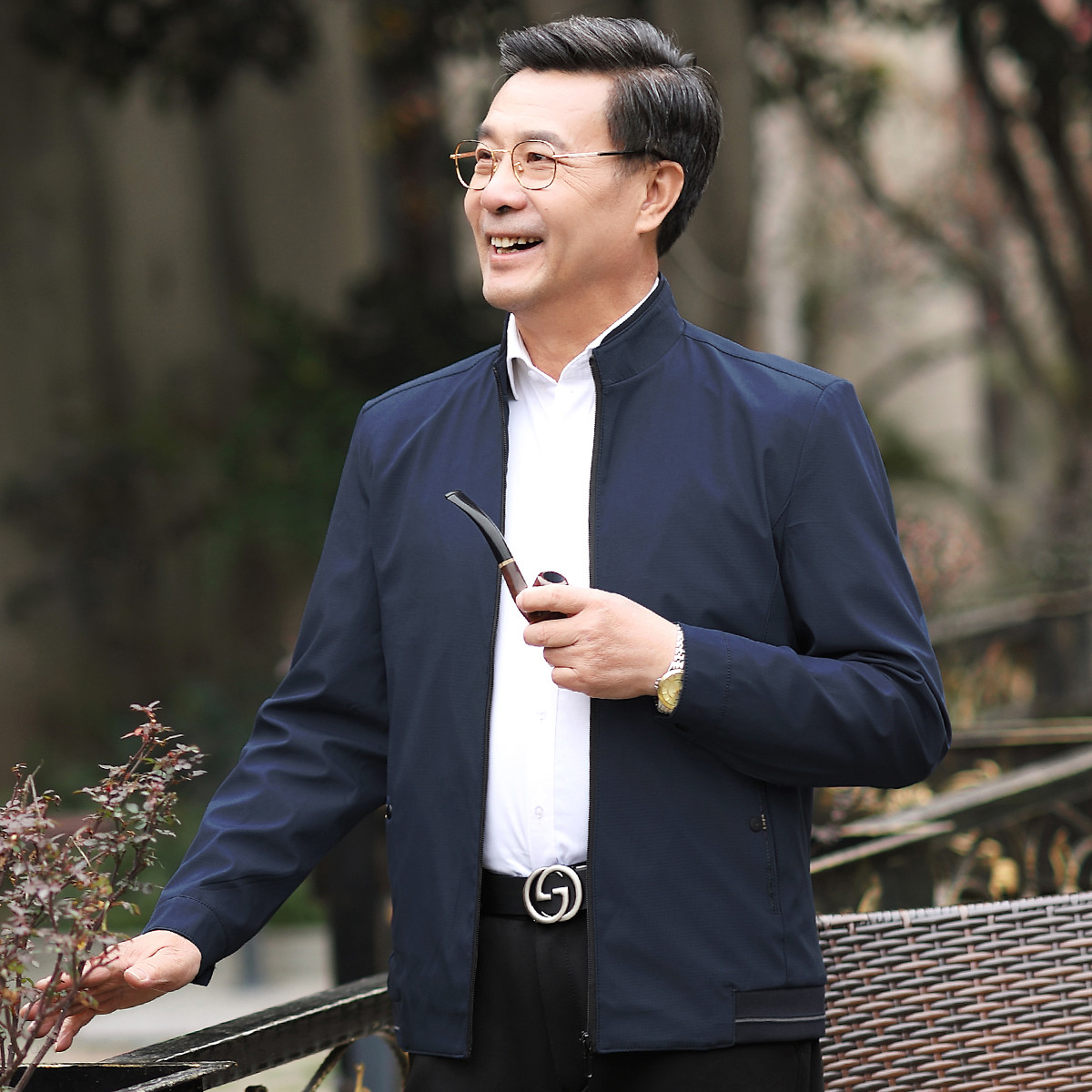 40-50岁中老年爸爸装男士风衣立领舒适商务男式风衣