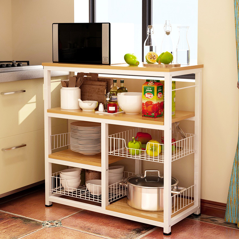 厨房置物架落地多层柜子储物柜架子家用微波炉架烤箱架收纳架碗架