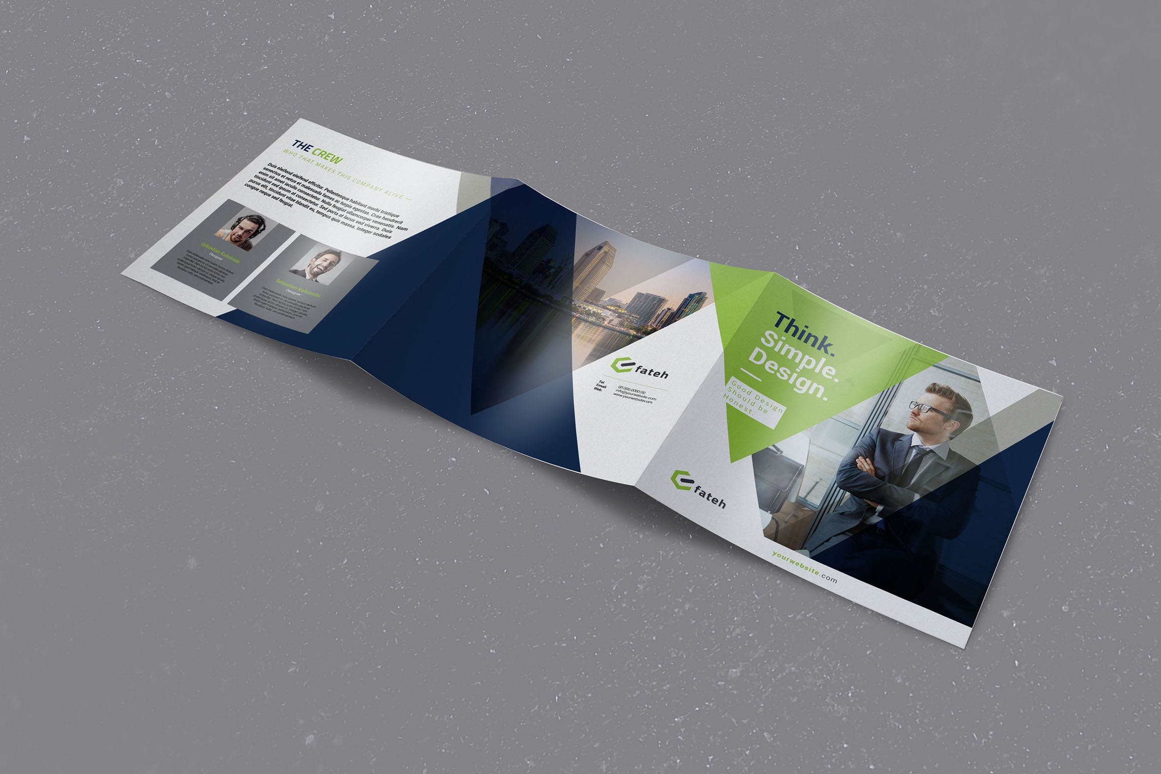 三折页品牌/企业介绍宣传单设计模板 king julian square trifold