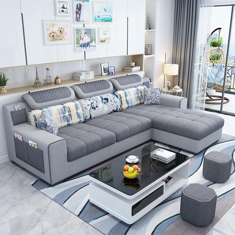 简约现代布艺沙发小户型可拆洗客厅家具免洗科技布三人位沙发组合