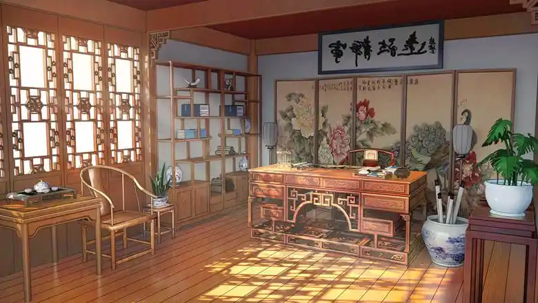 典型的中国风室内场景插画