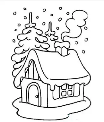 儿童画冬天雪景简笔画