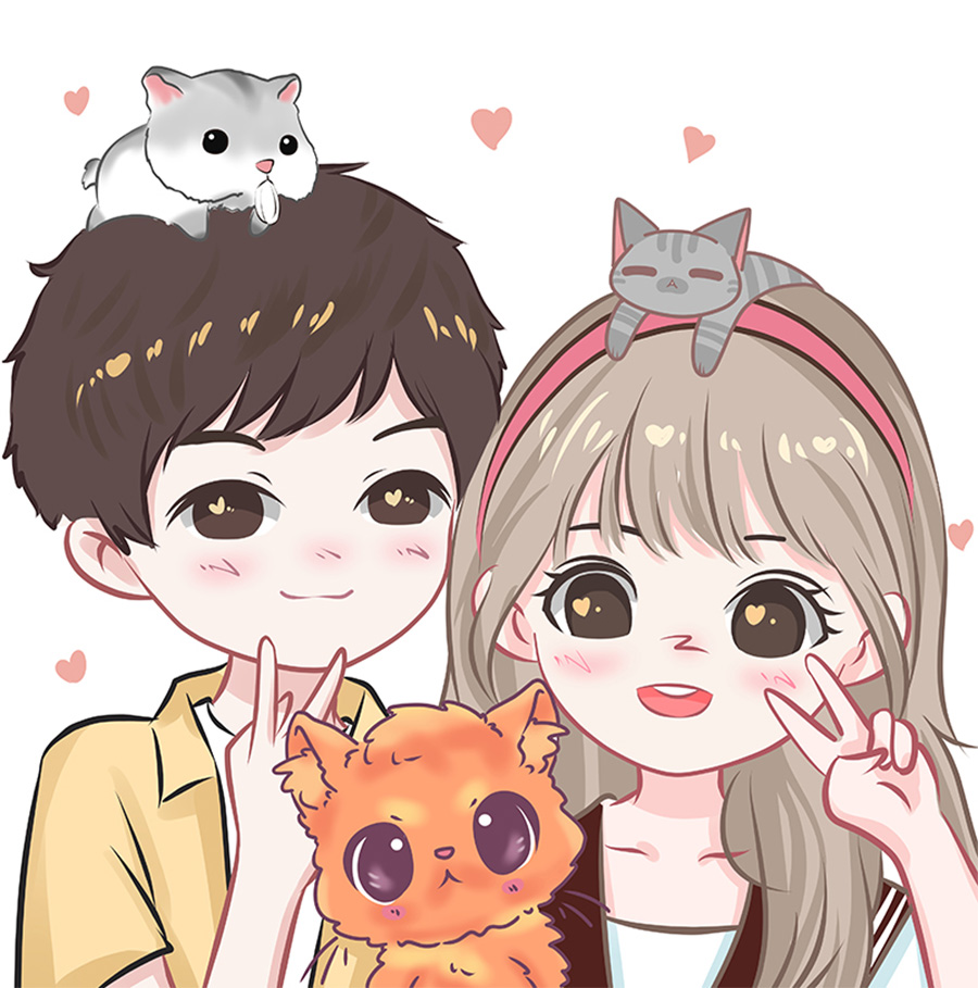 高端微信头像设计 q版手绘头像卡通人物形象动漫设计情侣漫画真人照片