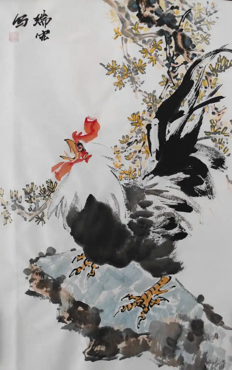 写意画雄鸡肖瑞宏书画肖瑞宏书画作品欣赏 - 抖音