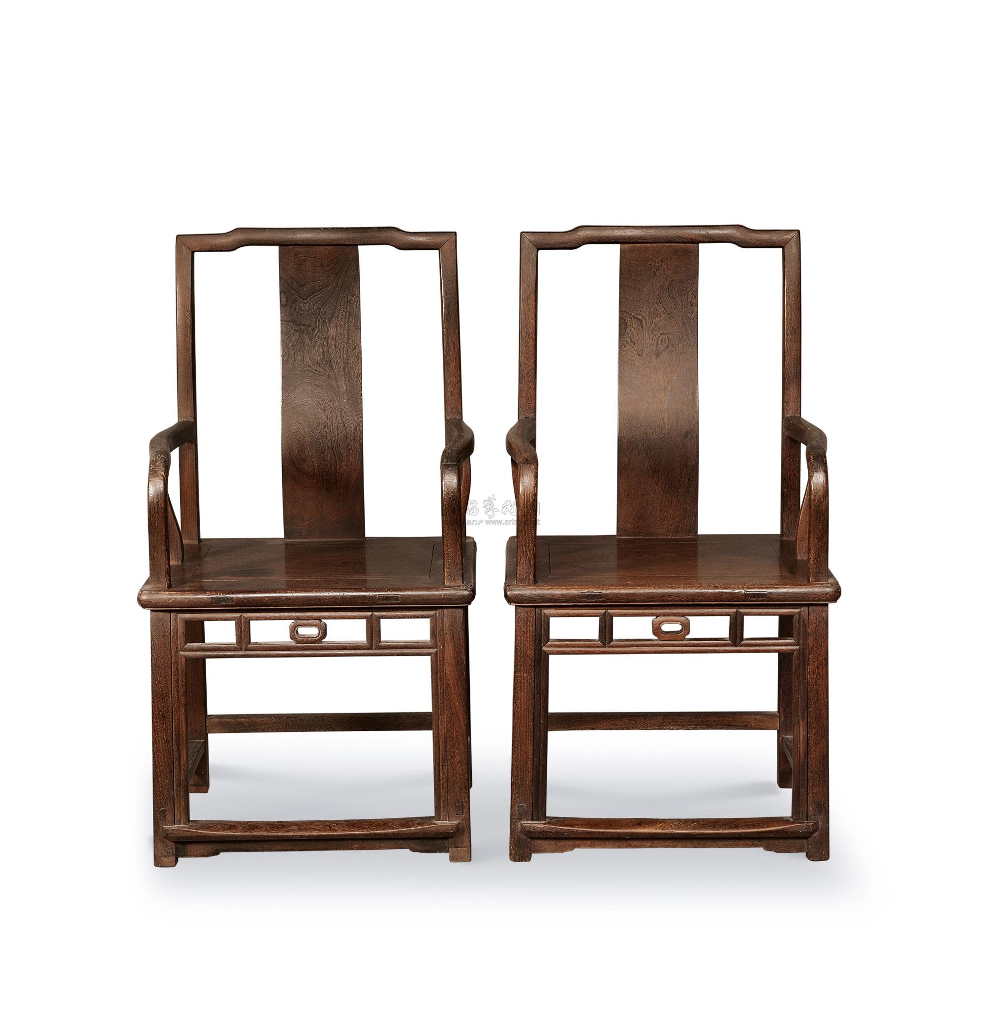 0437清东京南官帽椅一对
