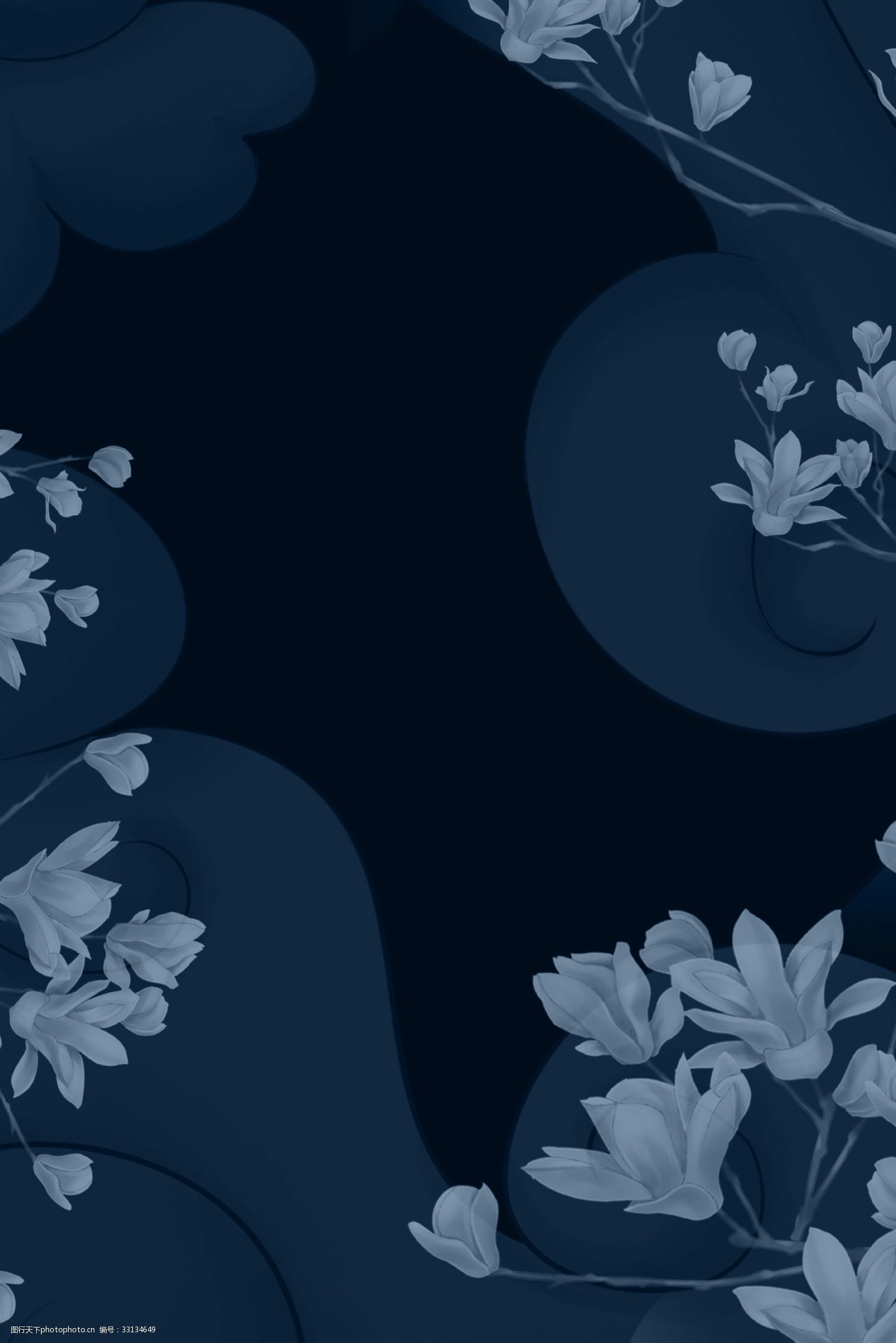 简约大气花卉中国风莫兰迪背景海报图片-图行天下图库