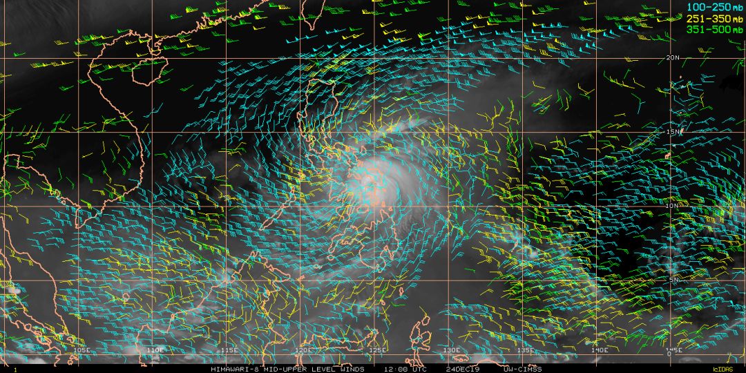 巴蓬的高层流场显示,它有极为发达的高层流出.来自cimss