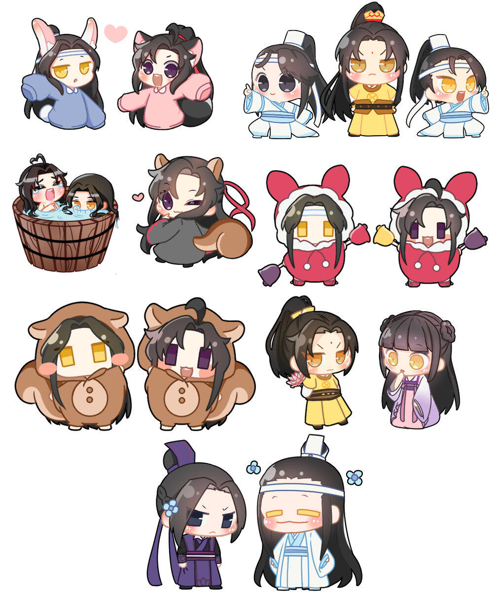 73魔道祖师q版忘羡曦城浴桶情侣服小三只