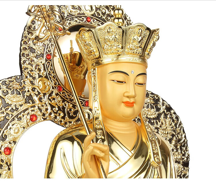 行天宫鎏金58厘米纯铜地藏王菩萨地藏王佛像居家供奉地藏佛像 地藏王