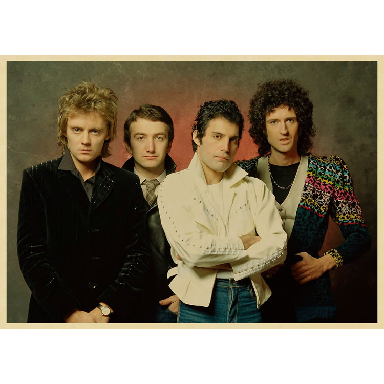 皇后乐队海报 queen 牛皮纸复古装饰画 摇滚音乐 怀旧 欧美人物画