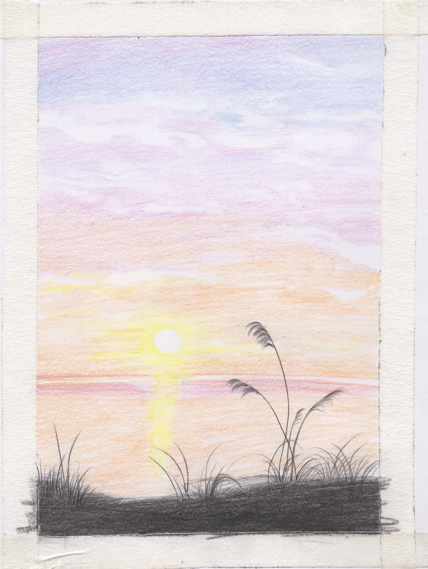 原创零基础彩铅30节课随心绘晚霞27