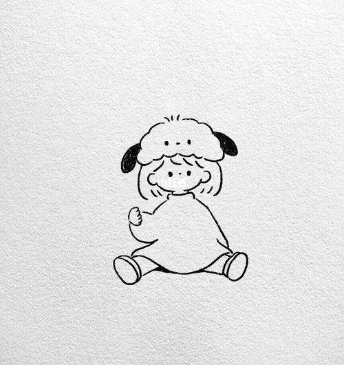 可爱的女生黑笔简笔画