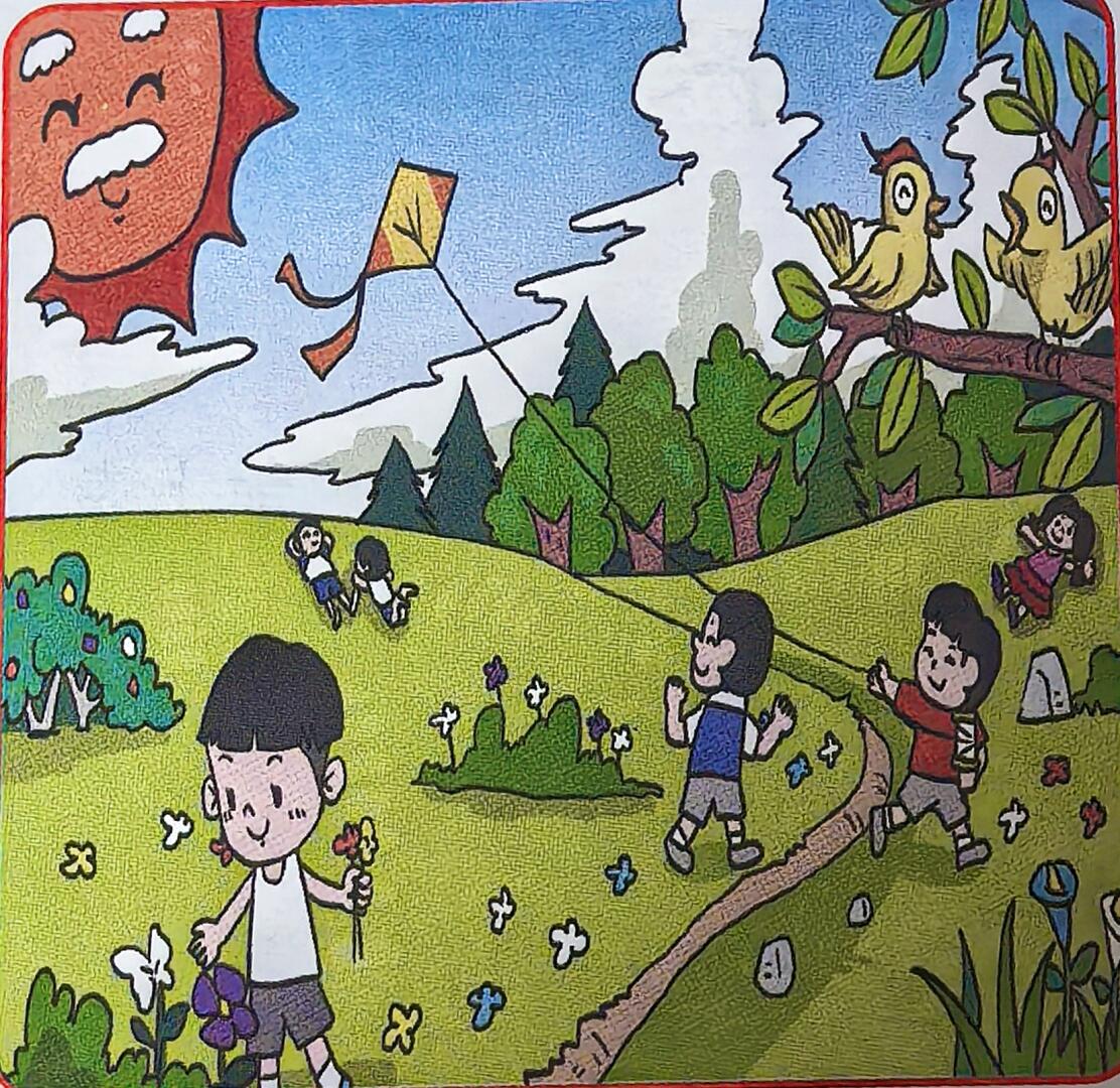 一二年级看图写话《青青的草地上》