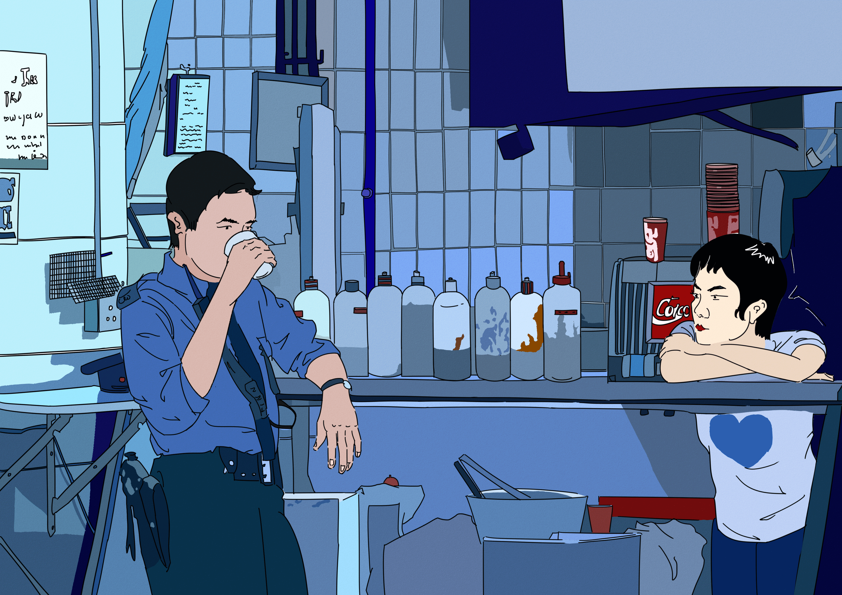 《重庆森林》尽可能的还是保持原来的色调不做太大的调整,可能逐帧