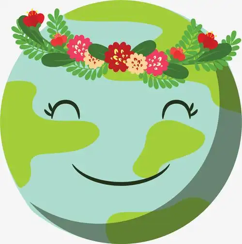 头戴花环的可爱地球