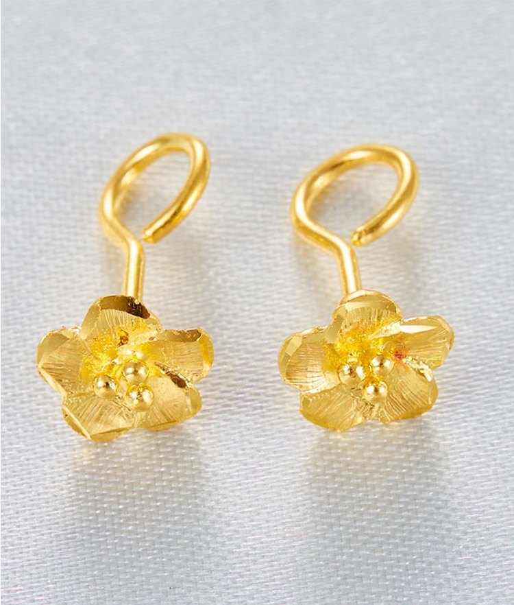 梅花耳钉黄金耳钉足金耳饰花朵造型耳饰