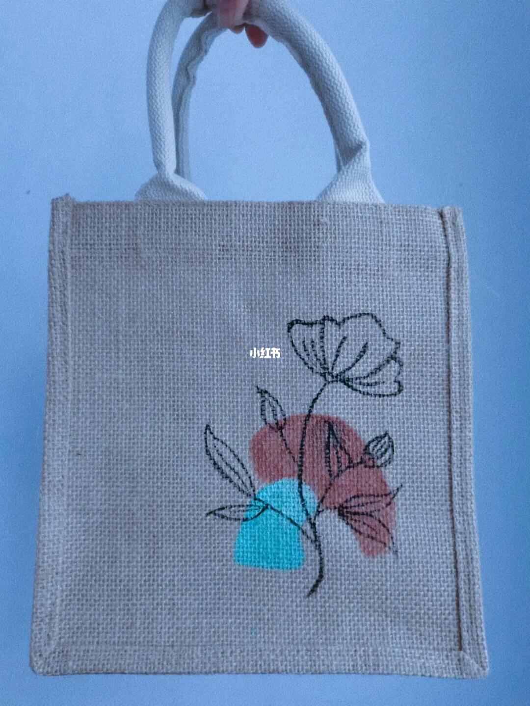 依旧是很喜欢##手绘麻布包  #手绘  #无印良品麻袋改造  #画画