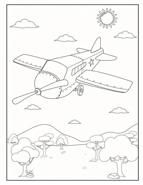 儿童飞机76涂色画打印