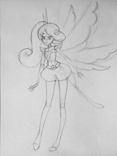 小花仙精灵王 红雨 简笔画q版线稿分解图线稿简笔画