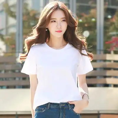 2019夏季新款纯棉白色t恤女短袖