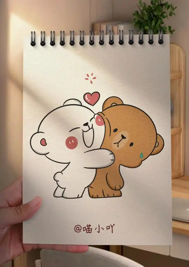 今天画了两只可爱的小熊#简笔画 #图文种草机 - 抖音