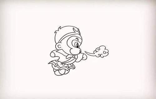 猪八戒踩着筋斗云简笔画