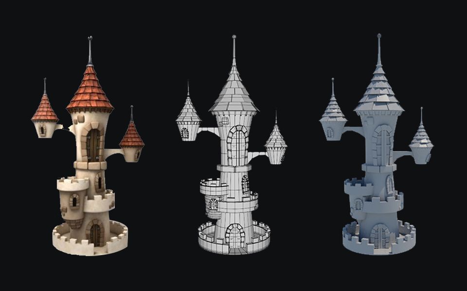 【maya场景建模】超简单的城堡模型制作,3d场景建模案例讲解