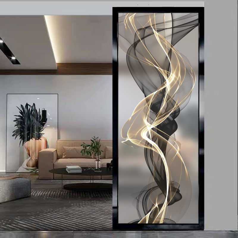 艺术玻璃屏风隔断墙客厅卫生间磨砂透光入户玄关装饰现代轻奢抽象