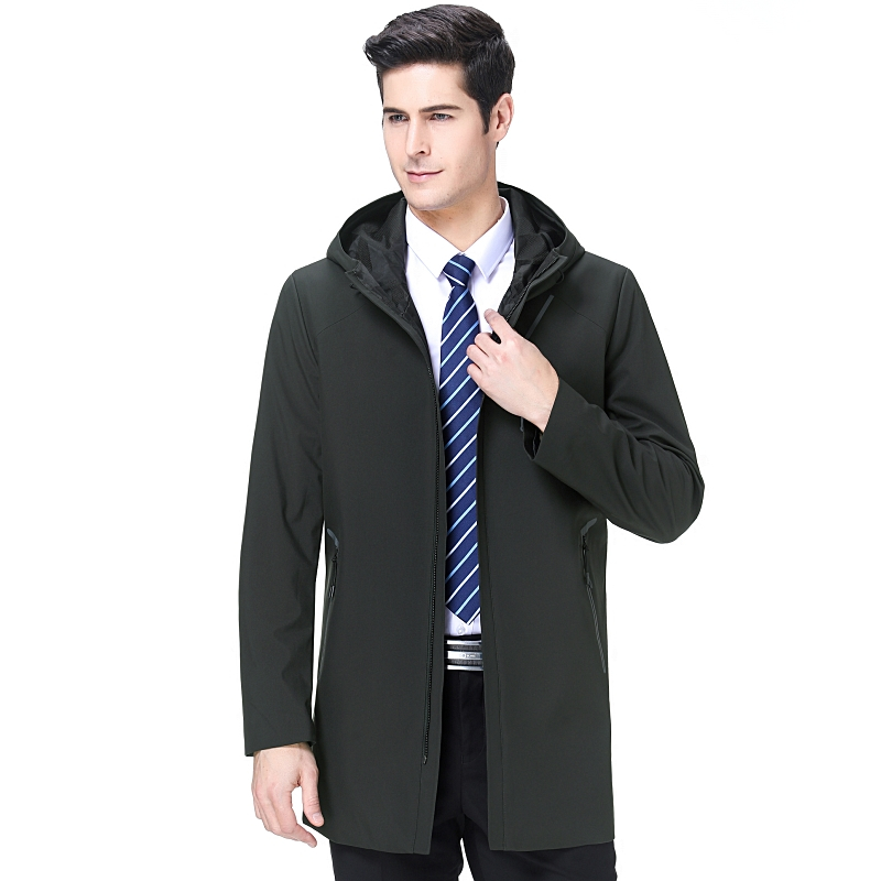 专柜品牌中长款风衣男潮2023冬季新款男士休闲风衣男士外套秋冬款纯色