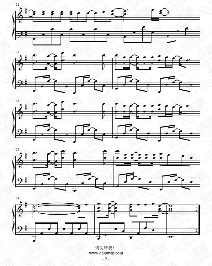 《她》钢琴谱由求谱网制作,并提供《她》钢琴曲在线试听,《她》钢琴谱