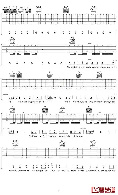 space oddity吉他谱 david bowie 远离毒品,远离虚幻4