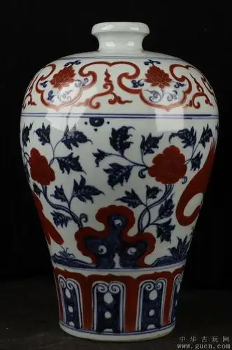 宣德,青花釉里红梅瓶