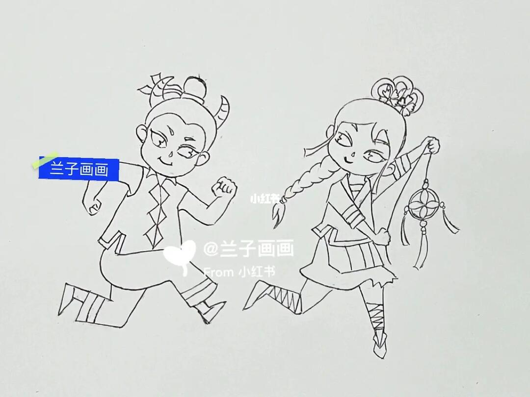 广西三月三人物刘三姐阿牛哥简笔画