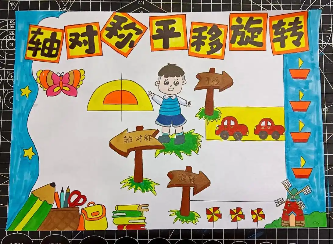 轴对称平移旋转手抄报.#创作灵感 数学手抄报轴对称平移旋转手 - 抖音