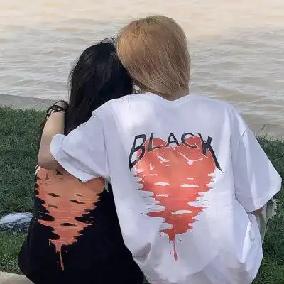 唯美充满意境的海边背影情头 背影双人夕阳一对情侣头像最新