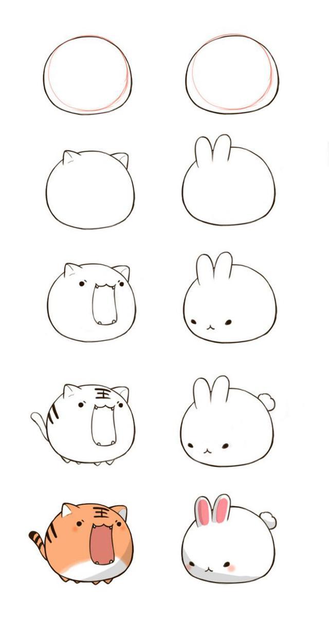 简笔画图片大全画一只萌萌哒的小动物超可爱简笔画小动物图片呆萌小