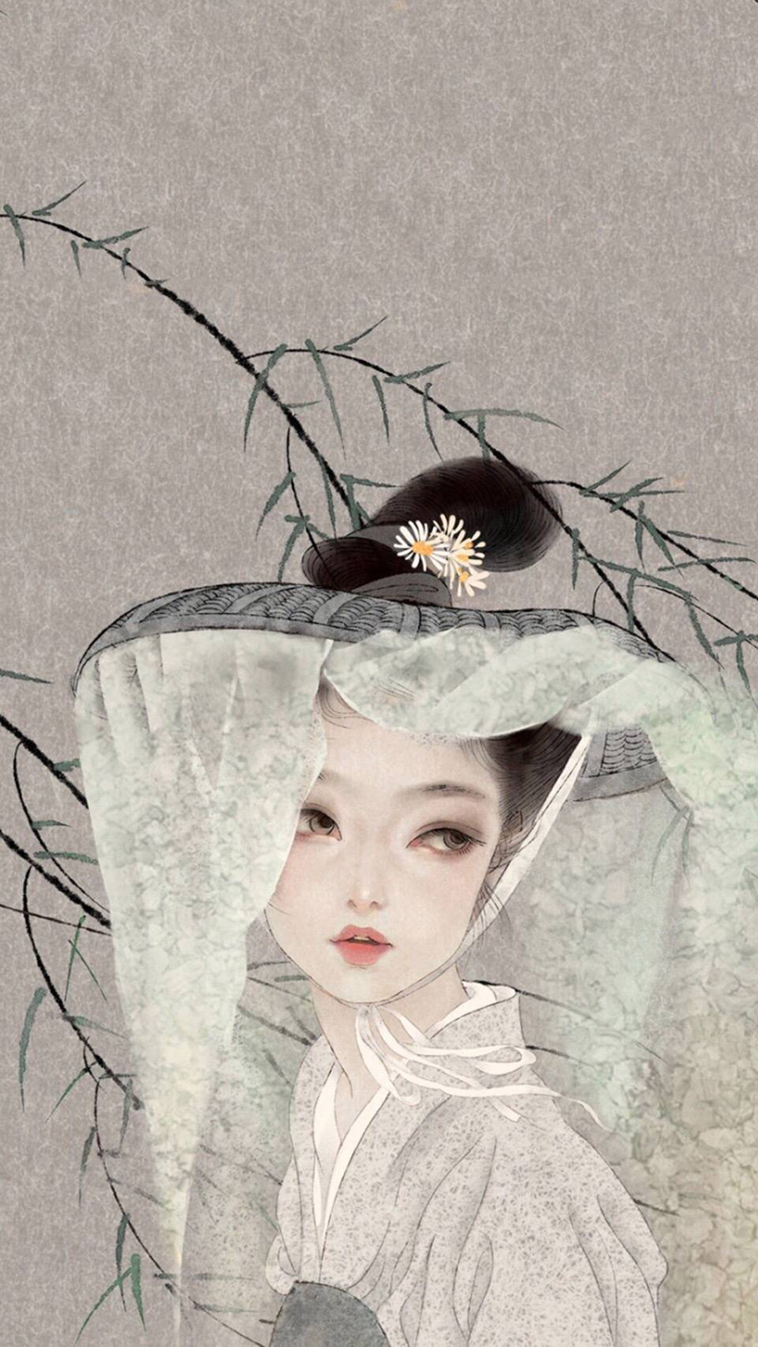 唯美古典中国风美女手绘高清手机壁纸