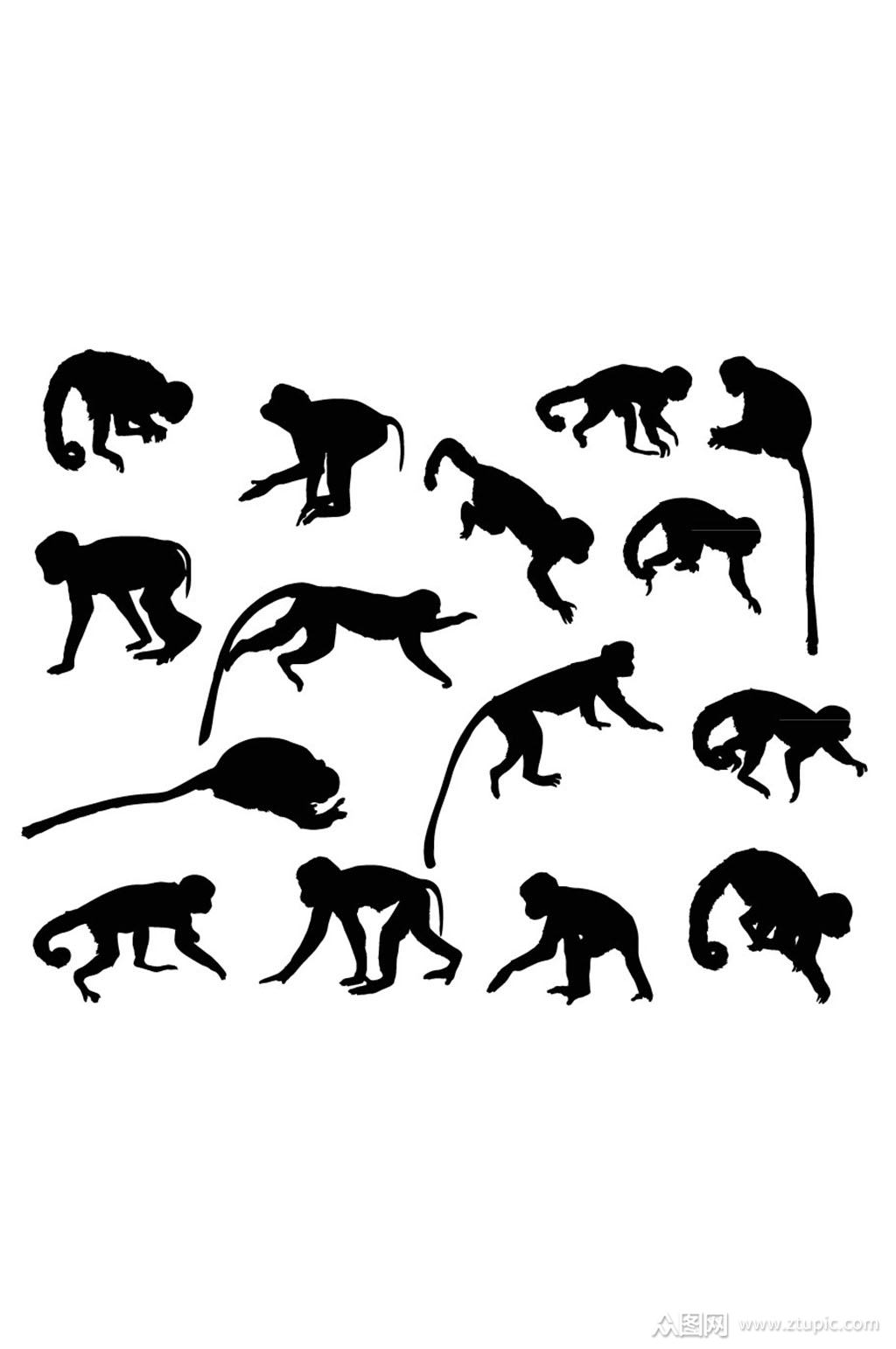 15款创意猴子剪影矢量素材