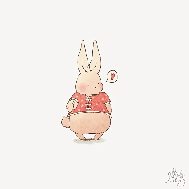 泰国人气美女画师mindmelody 创作的萌萌的插画人物joojee祝大家新年