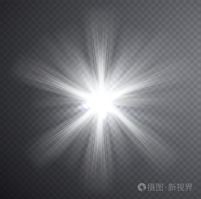 白色的光束,透明光效果.闪耀着光芒