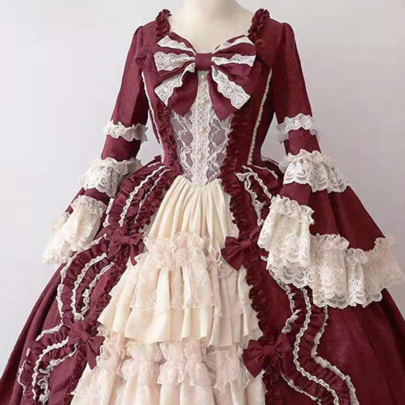 xierweilolita花嫁长袖op裙装宫廷公主裙成人礼服华丽长裙洛丽塔大码